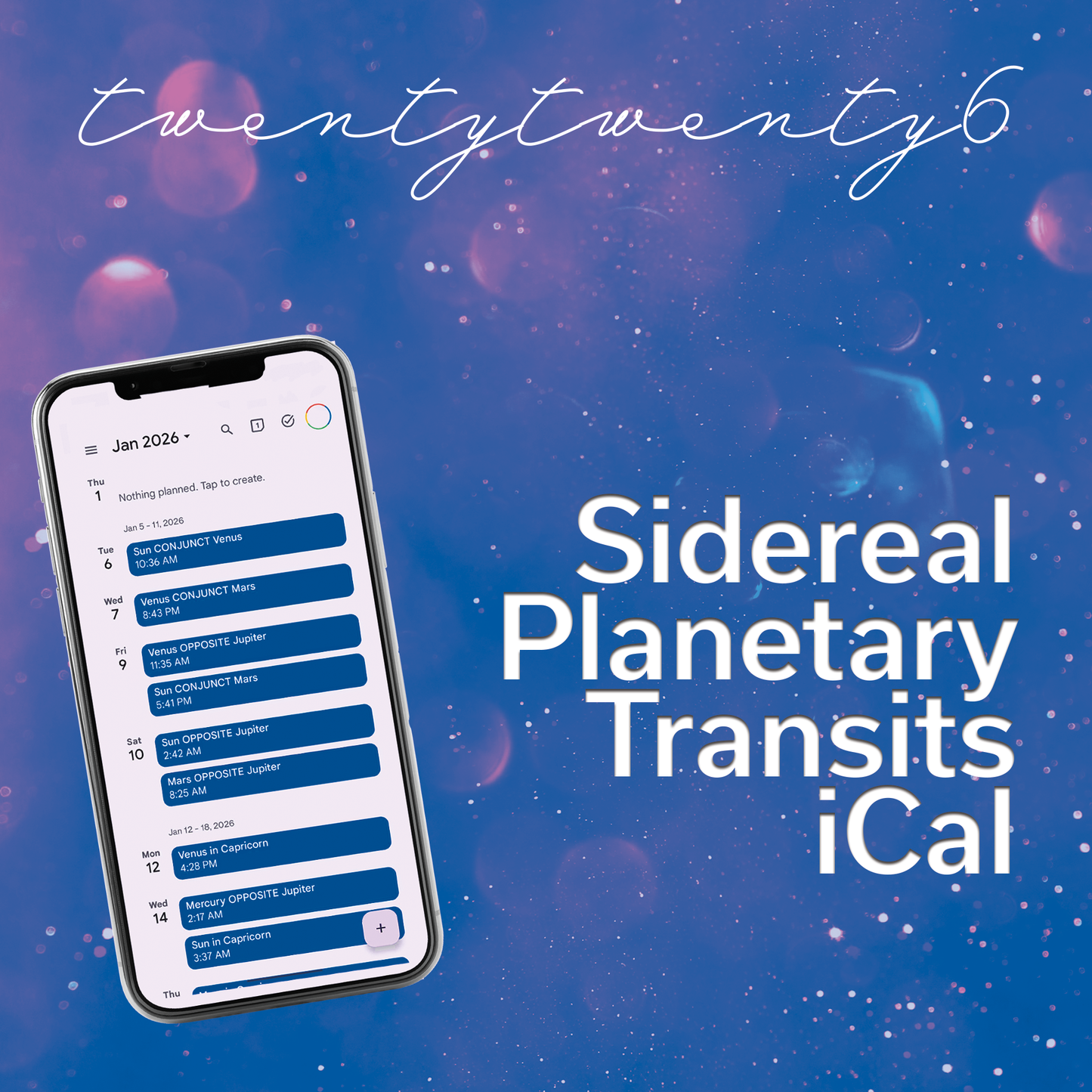 2026 Sidereal Planetary Transits iCal
